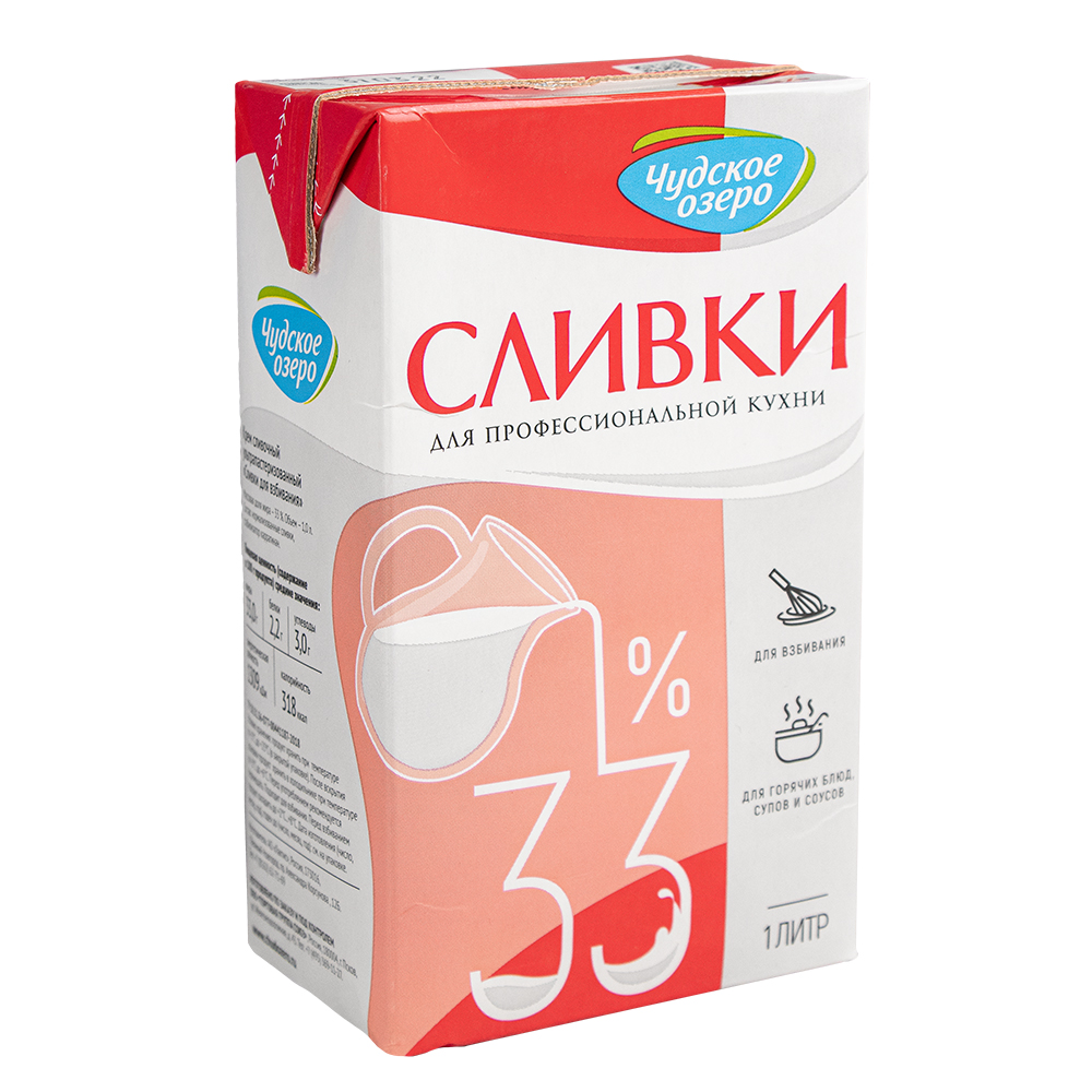 Сливки 33% 1л/12 Чудское озеро