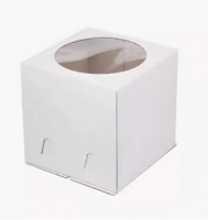 Коробка для торта 240х240х260 белая С ОКНОМ + донышко