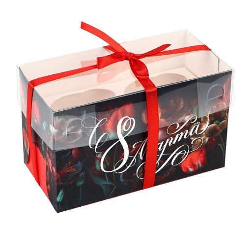 Коробка для 2 капкейков ТЮЛЬПАНЫ 160х80х100 10481607