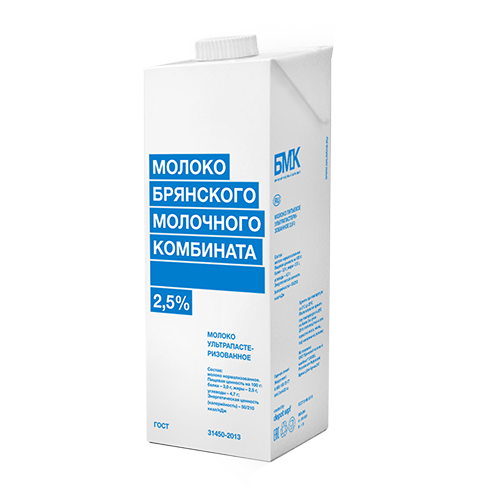 Молоко  2,5 % 1л /12 БМК с крыш