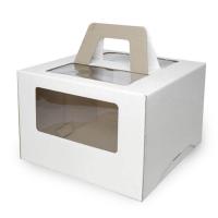 Коробка для торта 240x240x240 белая С ОКНОМ И РУЧКАМИ
