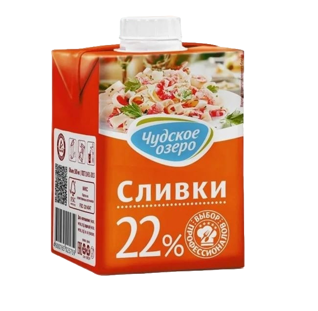 Сливки 22% 500мл /12 Чудское озеро