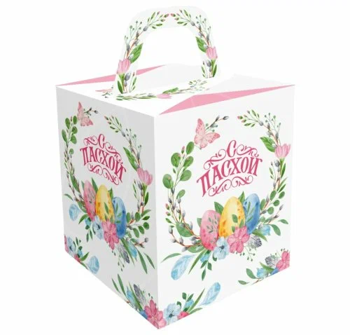Коробка для кулича ПАСХАЛЬНЫЙ ВЕНОК 150х150х180 без окна 10967596