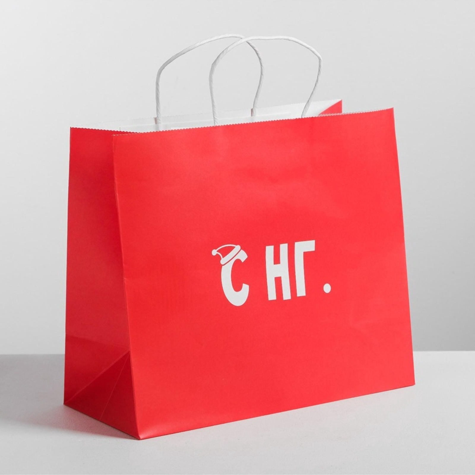 Пакет крафтовый НОВОГОДНИЙ "С НГ" 32х28х15см 4320173