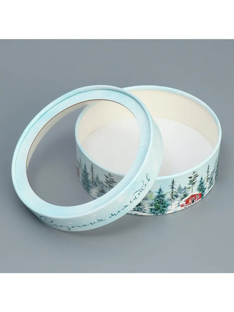 Коробка для макарун НОВОГОДНЯЯ "Сказочных моментов" 16х16х5см 9753940