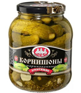 Корнишоны марин. хрустящие ст/б 1415мл Скатерть-Самобранка