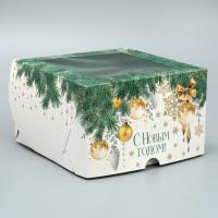 Коробка для 4 капкейков НОВОГОДНЯЯ "Новогоднее чудо" 160х160х100 9771215