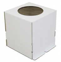 Коробка для торта 260х260х280 белая С ОКНОМ + донышко