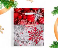 Пакет НОВОГОДНИЙ "Ледяной бисер" с вырубной ручкой 31х40 2737879