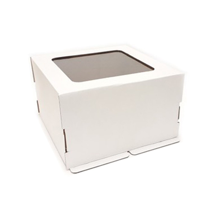 Коробка для торта 220х220х130 белая С ОКНОМ