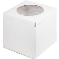 Коробка для торта 300х300х300 белая С ОКНОМ + донышко
