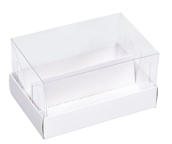Коробка для 2 эклеров 90х135х70 белая с прозрачной крышкой 10145969