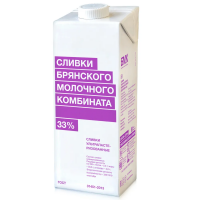 Сливки 33% БМК ультрапастеризованные 1000гр /12