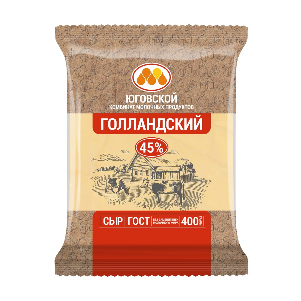 Сыр Голландский 45% 400гр /5 Юговской 