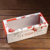 В Коробка для рулета 350х160х120 С ОКНОМ С Новым Годом