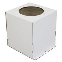 Коробка для торта 280х280х300 белая С ОКНОМ + донышко