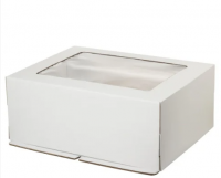 Коробка для торта 400х300х200 белая С ОКНОМ  + донышко