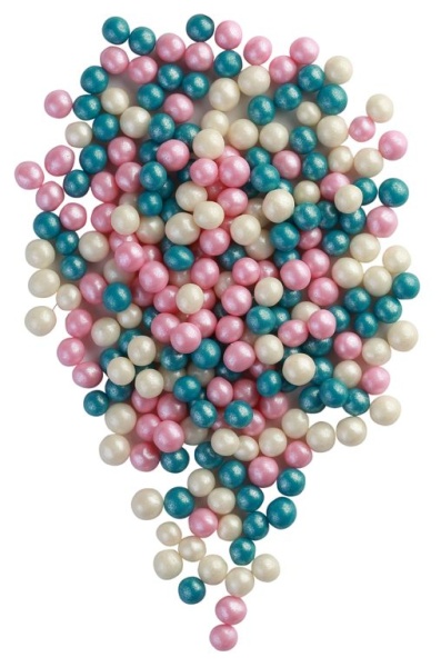 Посыпка жемчуг/темная бирюза/розовый/серебро 6-8 мм 100г №173