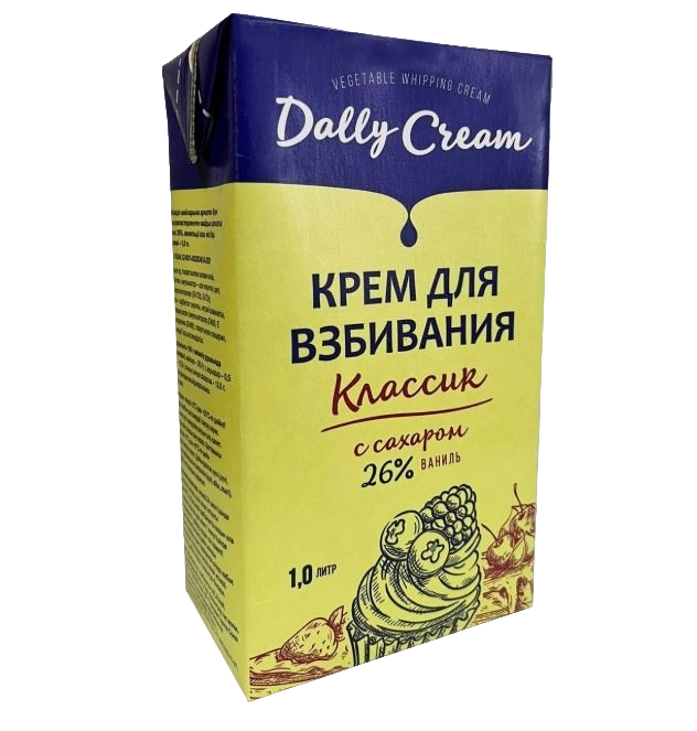 Сливки ДЕЛЛИ Классик ваниль 26% 1л /12 крем СТОП