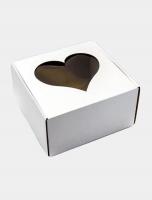 Коробка для торта 200х200х100 С ОКНОМ "Сердце"