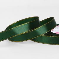 Лента атласная 15мм*25м золотые нити №049 зеленый 1902799