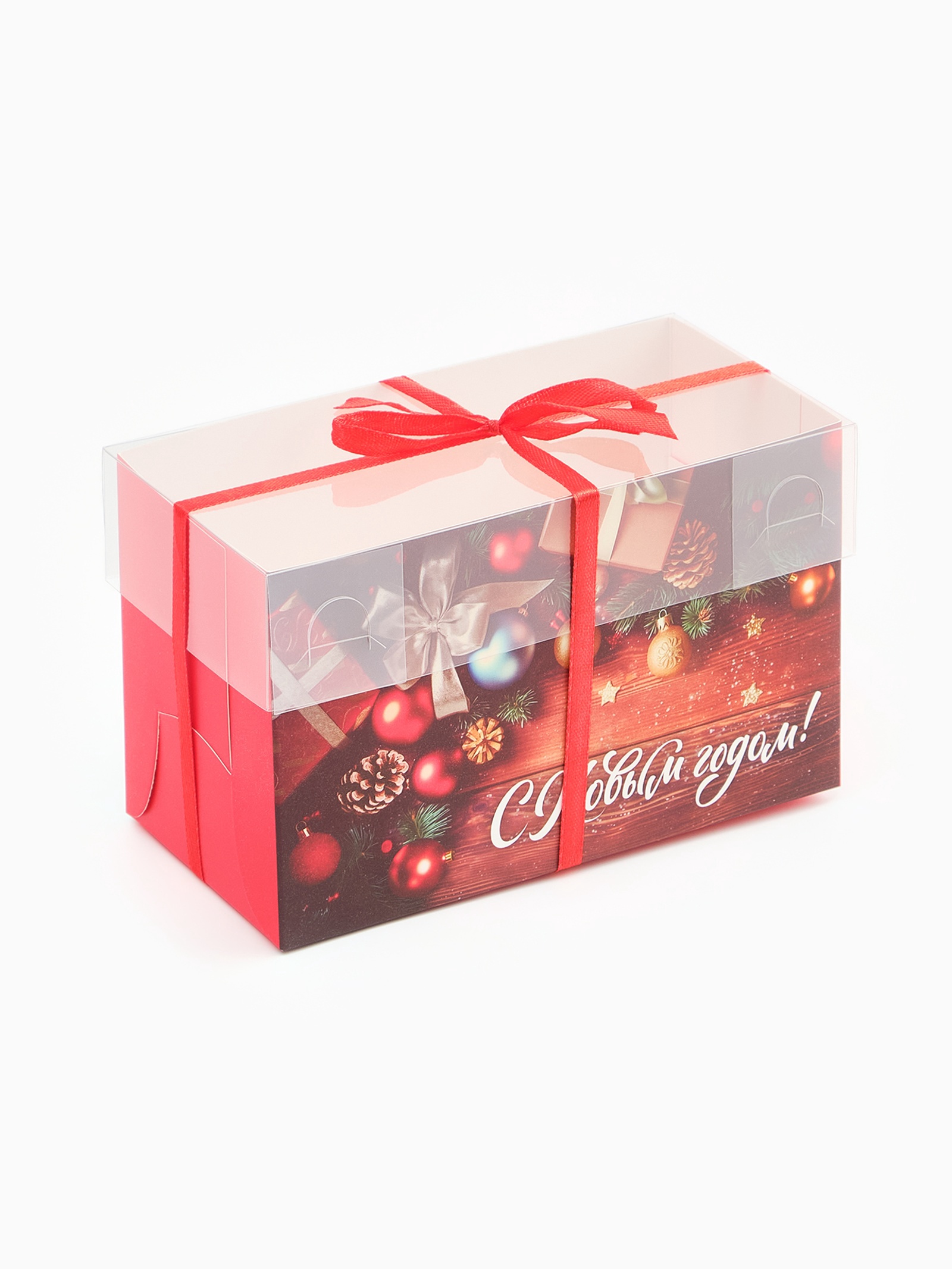 Коробка для 2 капкейков НОВОГОДНЯЯ "С Новым Годом" 160х100х80 10365401