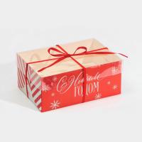 Коробка для 6 капкейков НОВОГОДНЯЯ "Поздравляю с НГ" 230х160х100 7813928