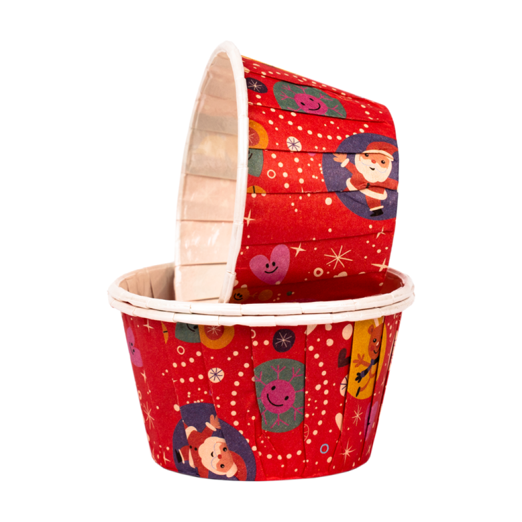 Форма бумажная Маффин Merry Christmas красные 50х40мм 100шт