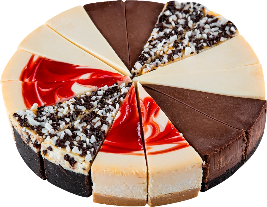 Чизкейк АССОРТИ (ваниль, шоколад, с шок.крошкой, с клубникой) 1,66кг/3 16 порций 22%