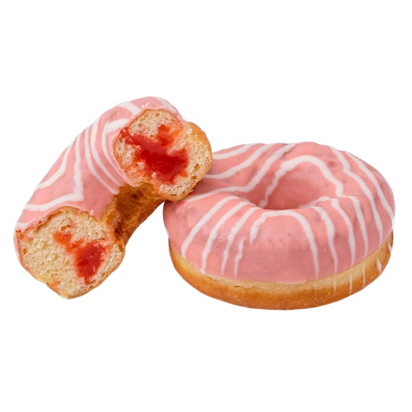 Донат глазир КЛУБНИЧНЫЙ ДЖЕМ с клубничной начинкой 68гр *12шт /1 КОРОБ ХлебПром