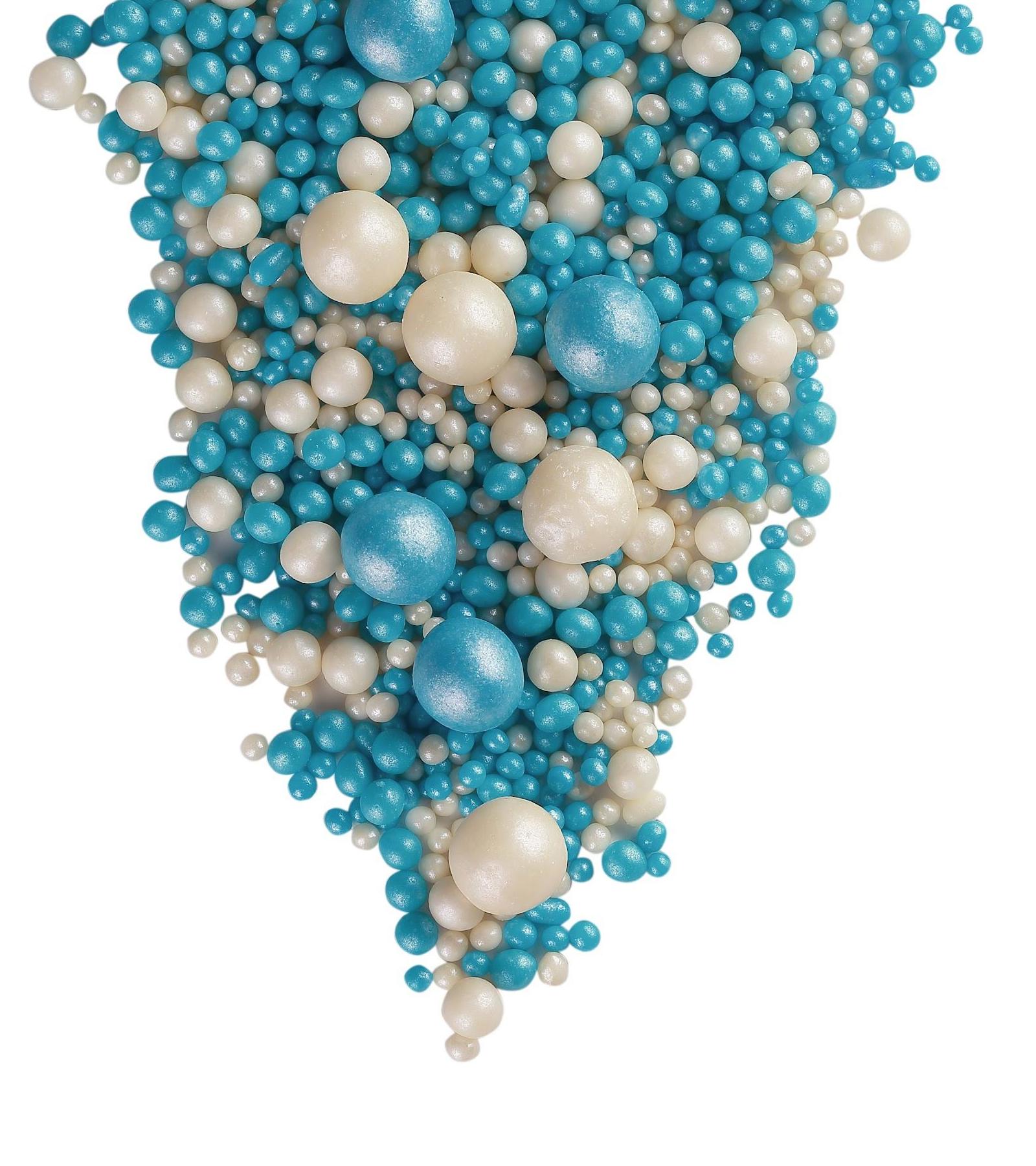 Посыпка жемчуг серебро/голубой микс 100г №110