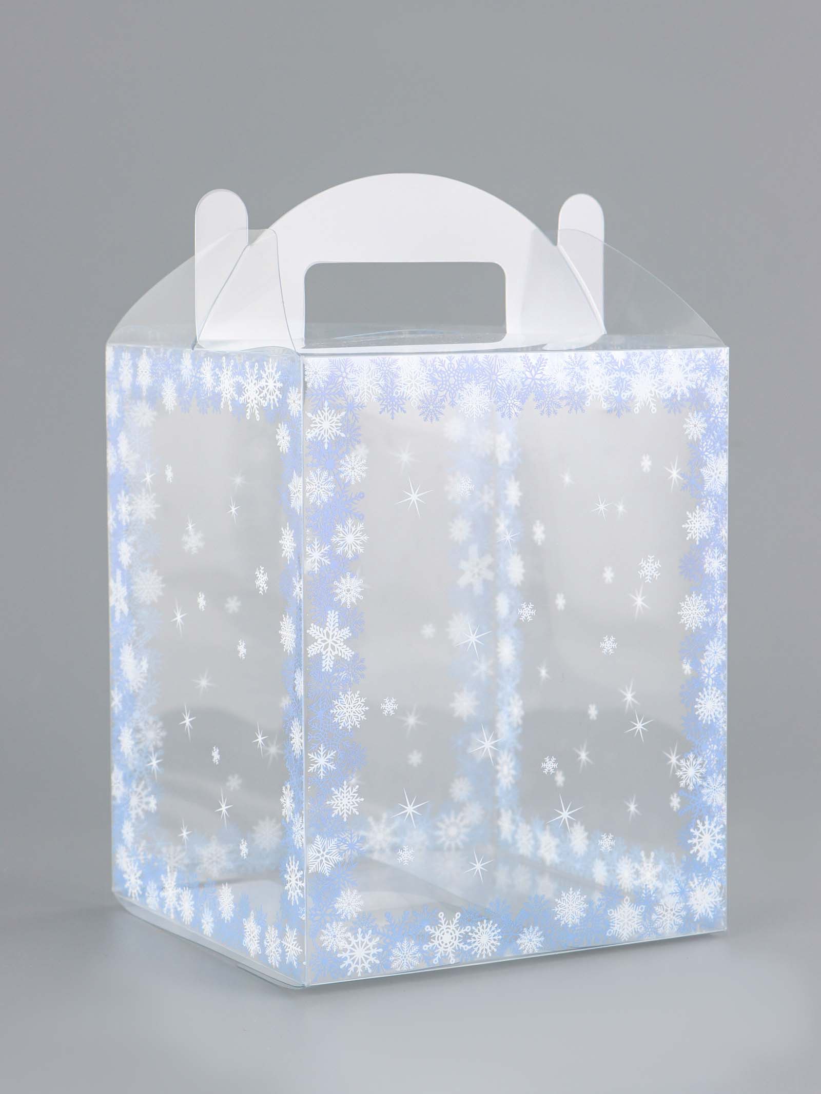 Коробка НОВОГОДНЯЯ для бенто-тортов ПВХ "ЗИМУШКА" 12х12х15см 9591952