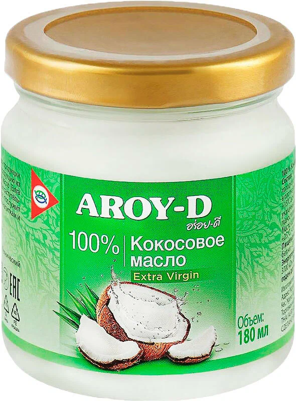 Масло кокосовое 100% 180мл extra virgin AROY 