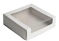 Коробка для торта 225х225х60 белая С ОКНОМ