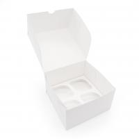 Коробка для 4 капкейков 160х160х100 белая БЕЗ окна 