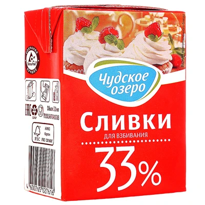 Сливки 33% 200мл/18 Чудское озеро