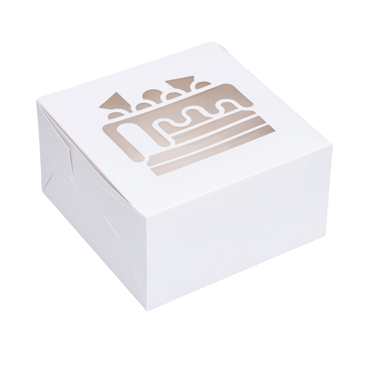 Коробка для торта 180х180х100 БЕЛАЯ С ФИГУРНЫМ ОКНОМ 9898744