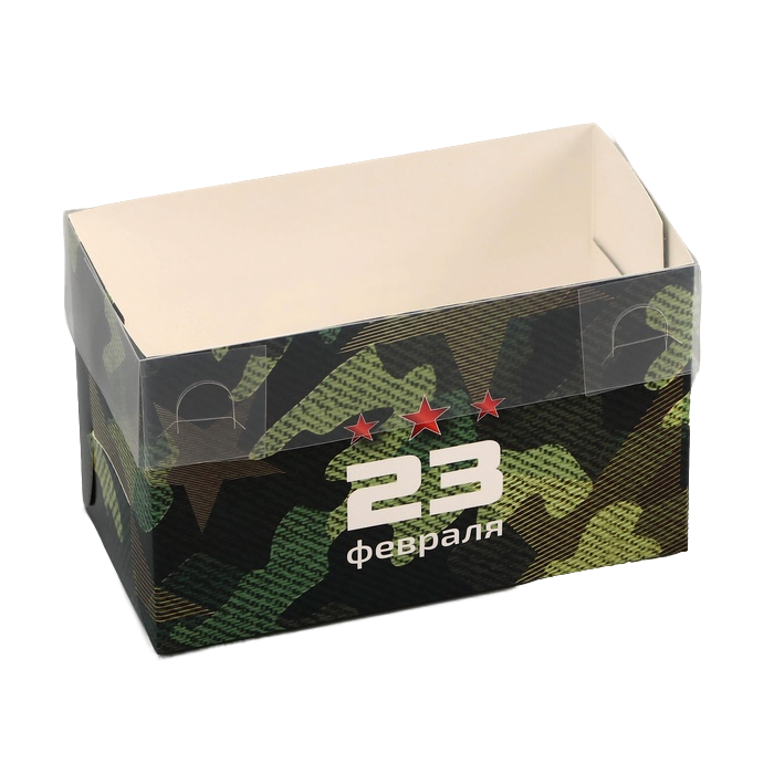 Коробка для 2 капкейков 23 ФЕВРАЛЯ 160х80х100 10716717