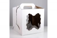 Коробка для торта 300х300х300 С ОКНОМ И РУЧКАМИ, СУНДУЧОК