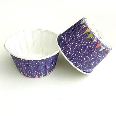 Форма бумажная Маффин Merry Christmas фиолетовые 50х40мм 100шт