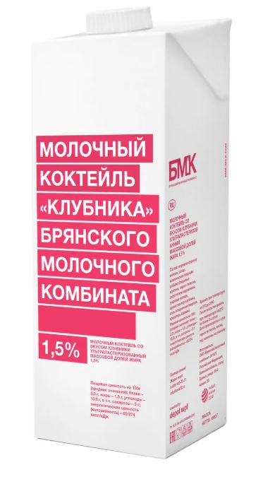 Молочный коктейль КЛУБНИКА 1,5% 1000 гр /27  БМК