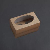 Коробка для 2 капкейков 170х100х100 крафт С ОКНОМ