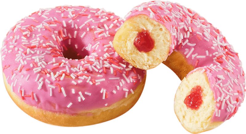 Донат глазир Ягодный микс с начинкой со вкусом ягод 70гр *12шт /1 КОРОБ ХлебПром