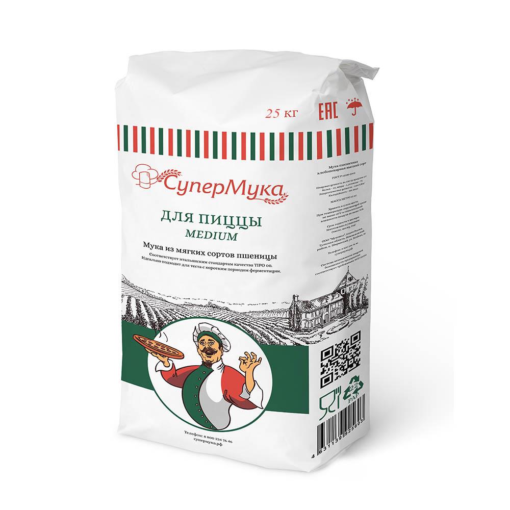 Мука для пиццы из мягких сортов МЕДИУМ 25 кг Супер Мука