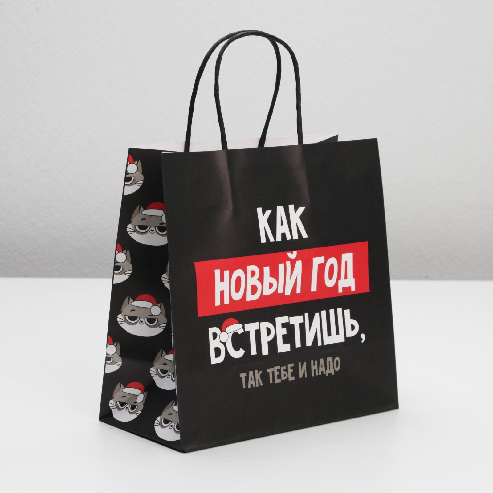 Пакет НОВОГОДНИЙ "Так тебе и надо" 22х22х11см 6249075