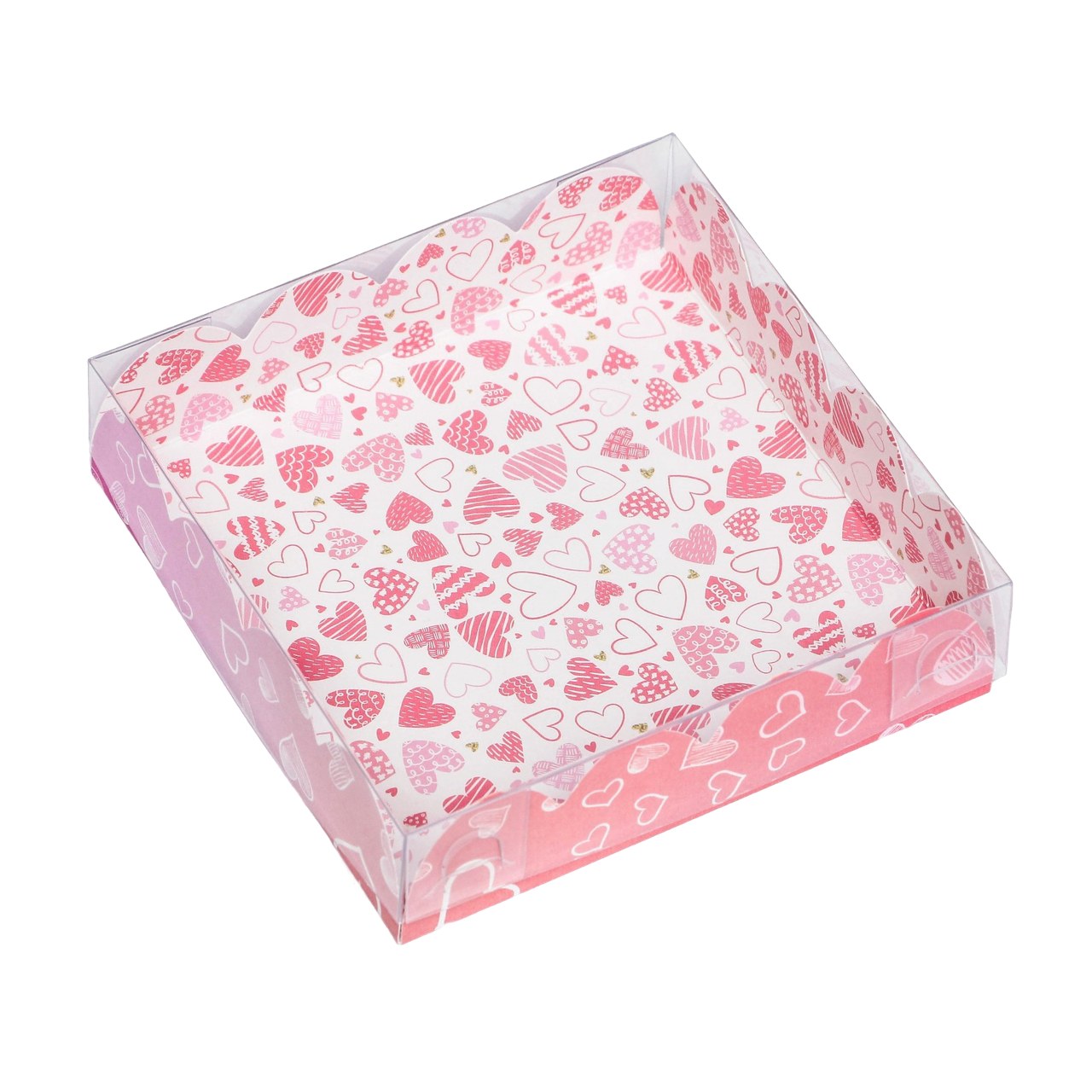 Коробка для макарун/печенья СЕРДЦА 120х120х30 9807222