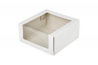 Коробка для торта 225х225х110 белая С ОКНОМ