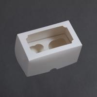 Коробка для 2 капкейков 160х100х100 белая С ОКНОМ