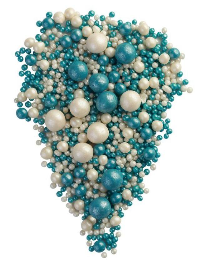 Посыпка жемуг/темная бирюза/серебро 100г №149