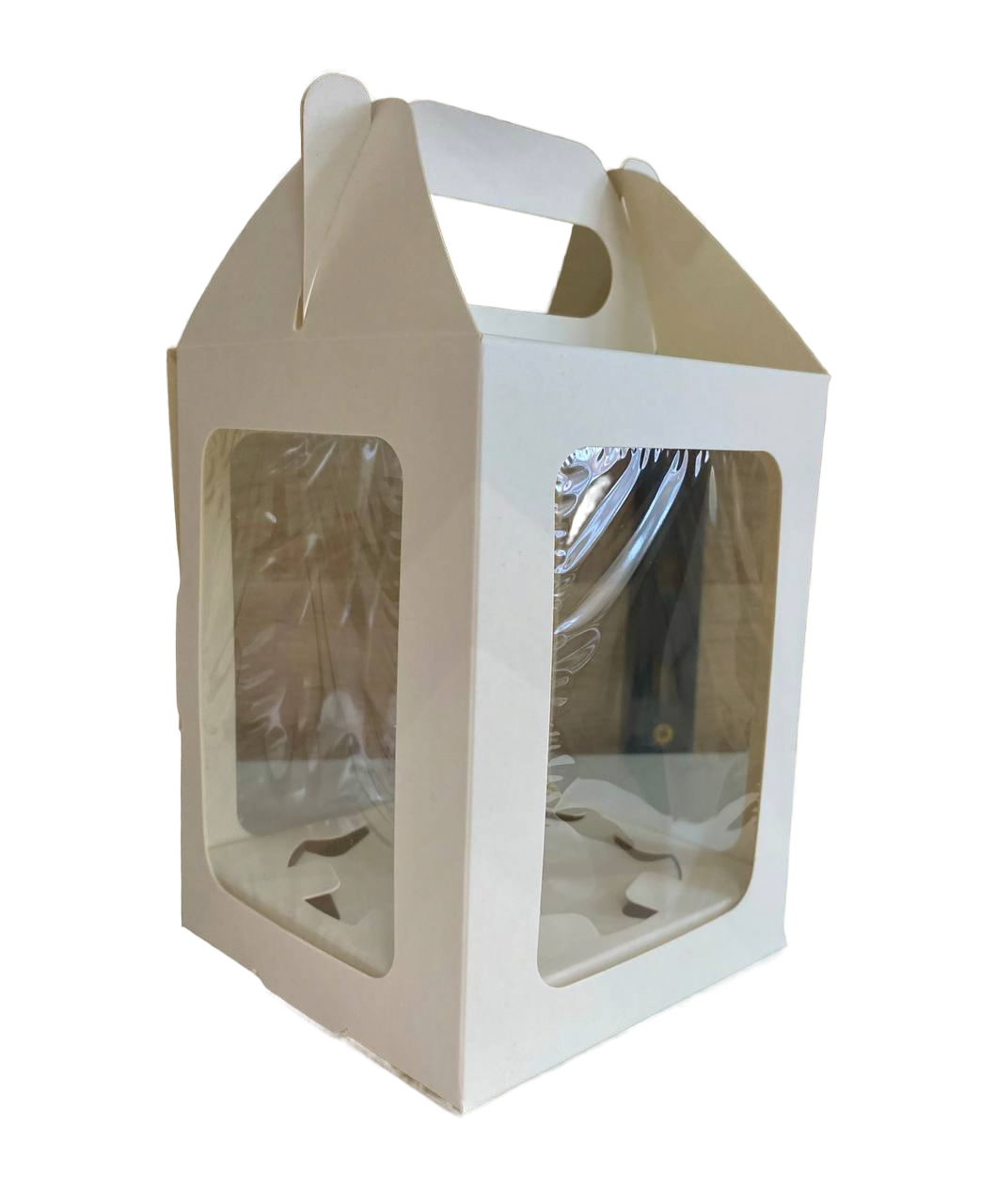 Коробка для кулича ламинированная 4 ОКНА 120х120х160